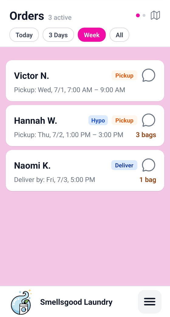 Operator app — manage orders