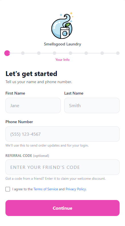 Branded sign-up page